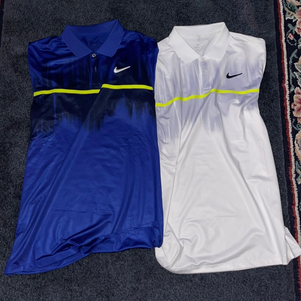 Two Nike Dri fit Polos